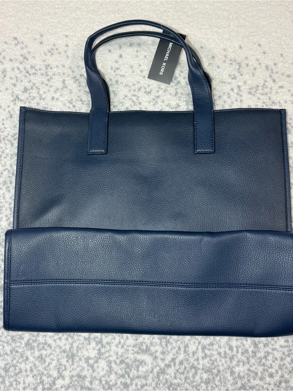 Michael Kors Navy Pebbled Leather Briefcase Tote